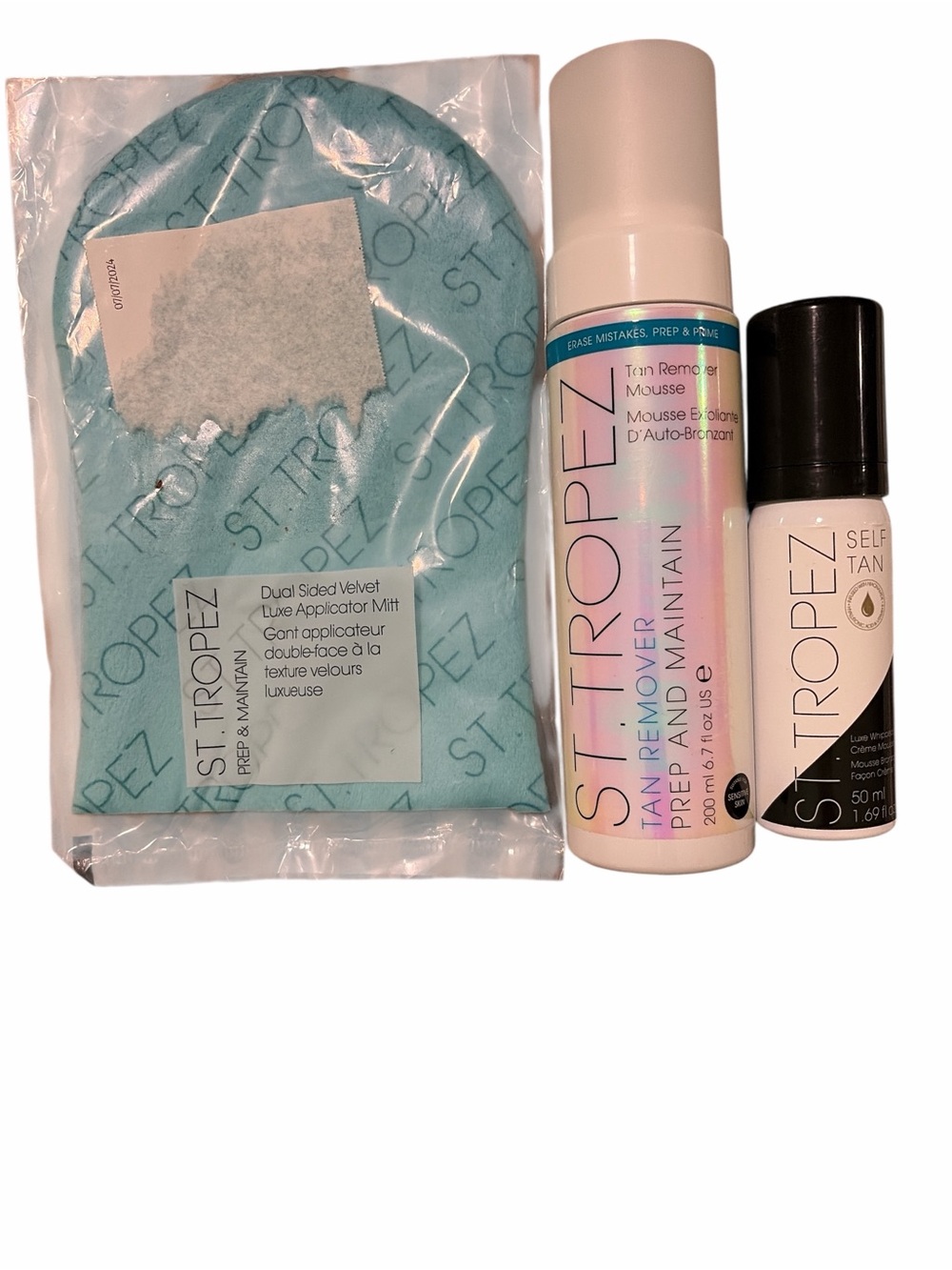St. Tropez Teal Velvet Applicator Mitt with Self Tan Spray & Remover Mousse